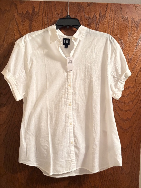 GAP Tops - Gap - white linen rolled cuff shirt